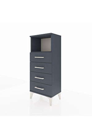 Arges Komodin Tek Raflı 4 Çekmeceli 44x30x106 Antrasit-Antrasit