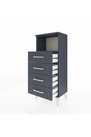 Arges Komodin Tek Raflı 4 Çekmeceli 44x30x106 Antrasit-Antrasit