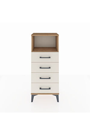 Arges Komodin Tek Raflı 4 Çekmeceli 44x30x106 Çam-Aytaşı
