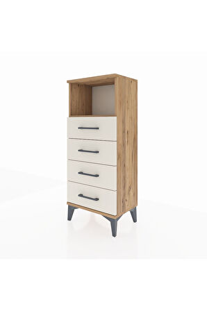Arges Komodin Tek Raflı 4 Çekmeceli 44x30x106 Çam-Aytaşı
