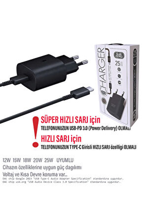 Samsung S10 S10E S10+ Plus Uyumlu Şarj Aleti ve Kablosu 25W HIZLI Şarj Type C Kablo