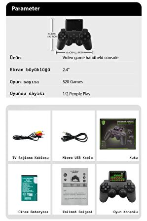 S10 Taşınabilir 520 Oyunlu Kablosuz Game Oyun Konsolu Atari Media Player Oynatıcı Tv Bağlanabilir