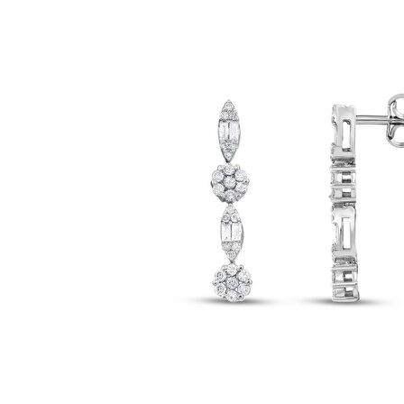 0.56 Karat Baget Taşlı Pırlanta Küpe