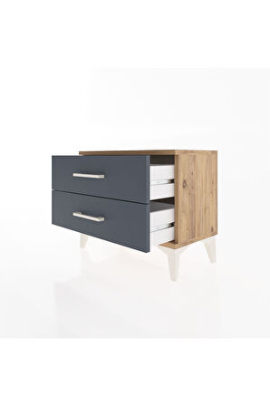 Arges Komodin 2 Çekmeceli 60x30x48 Çam-Antrasit