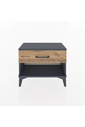 Arges Komodin Tek Çekmeceli 60x30x48 Antrasit-Çam
