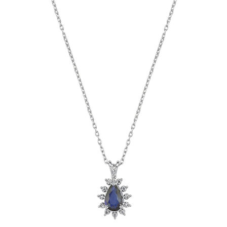 0.03 Karat Safir Taşlı Pırlanta Kolye
