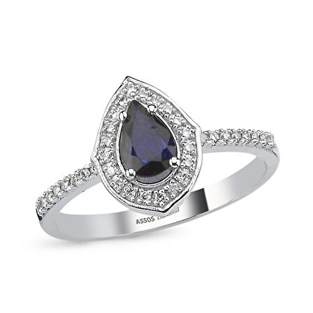 0.12 Karat Damla Safir Taşlı Pırlanta Yüzük