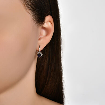 0.07 Karat Safir Taşlı Pırlanta Küpe