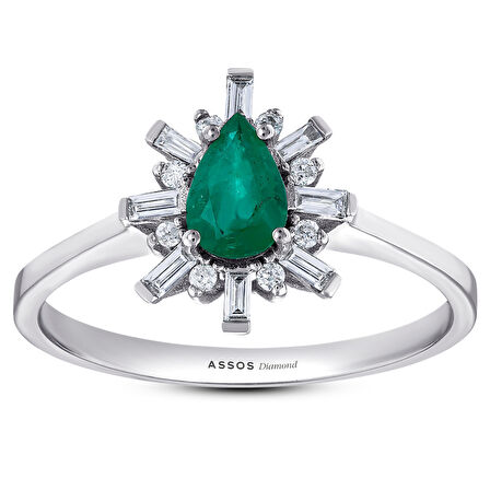 0.15 Karat Zümrüt Taşlı Pırlanta Yüzük