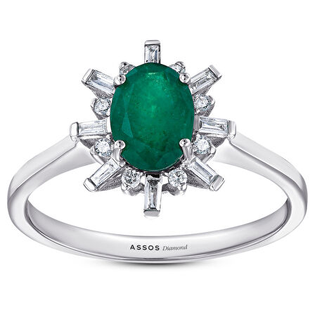 0.15 Karat Zümrüt Taşlı Pırlanta Yüzük