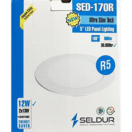 Seldur 12W Ultra Slim Sıva Altı LED Panel 3000K