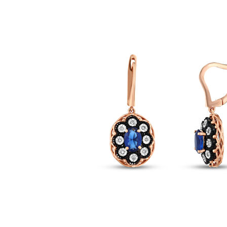 0.12 Karat Safir Renkli Elmas Küpe