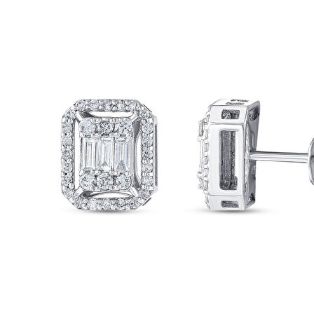 0.33 Karat Baget Pırlanta Küpe