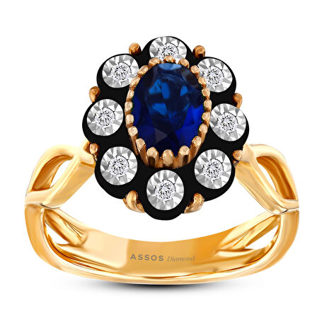 0.04 Karat Safir Renkli Elmas Yüzük