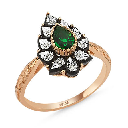 0.05 Karat Zümrüt Renkli Elmas Yüzük