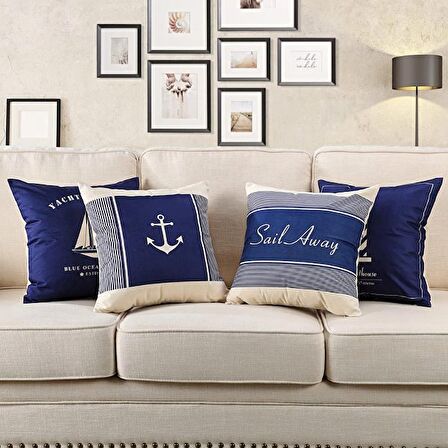 4'lü Sail Marine Seti Kırlent Kılıfı Seti