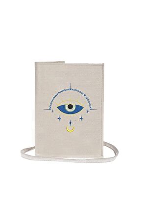 Nazar Göz Nakışlı Kitap Kılıfı - Kitap Çantası - Kitap Çantası