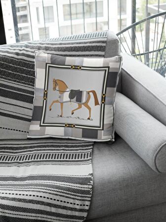 Hermes Atları 2'li Kırlent Kılıfı, Yastık Kılıfı