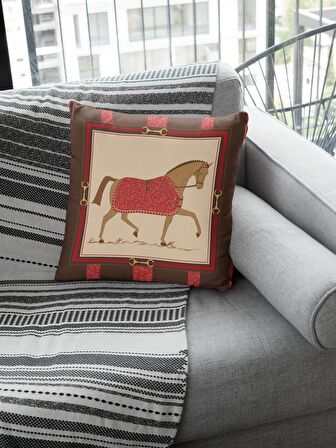 Hermes Atları 2'li Kırlent Kılıfı, Yastık Kılıfı