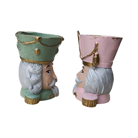 2'li Kurşun asker- Nutcracker - Fındıkkıran Mumluk Pembe Mint