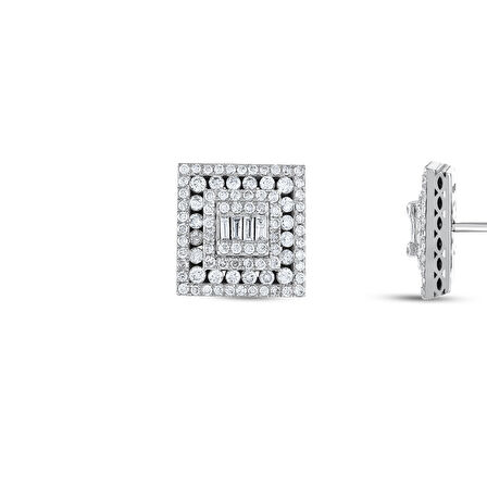 1.12 Karat Baget Taşlı Pırlanta Küpe