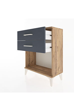 Arges Komodin 4 Çekmeceli 60x30x80 Çam-Antrasit