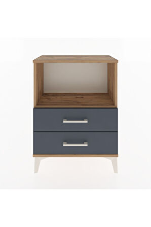 Arges Komodin 2 Çekmeceli 60x30x80 Çam-Antrasit