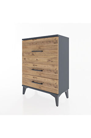 Arges Komodin Tek Raflı 2 Çekmeceli 60x30x80 Antrasit-Çam
