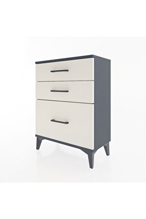 Arges Komodin 3 Çekmeceli 60x30x80 Antrasit-Aytaşı