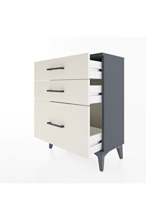 Arges Komodin 3 Çekmeceli 60x30x80 Antrasit-Aytaşı