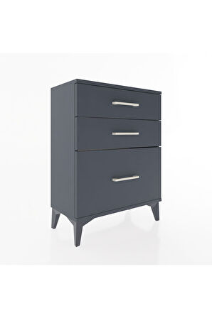 Arges Komodin 3 Çekmeceli 60x30x80 Antrasit-Antrasit