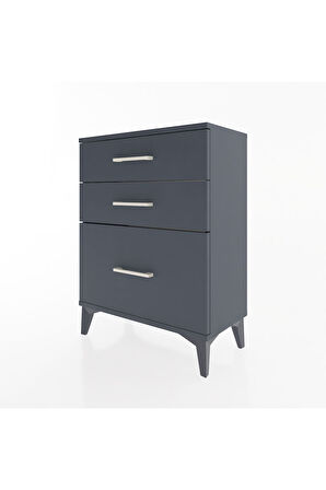 Arges Komodin 3 Çekmeceli 60x30x80 Antrasit-Antrasit