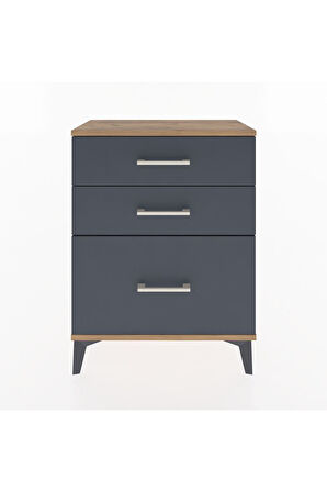 Arges Komodin 3 Çekmeceli 60x30x80 Çam-Antrasit