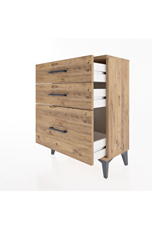 Arges Komodin 3 Çekmeceli 60x30x80 Çam-Çam