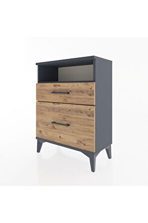 Arges Komodin 3 Çekmeceli 60x30x80 Antrasit-Çam