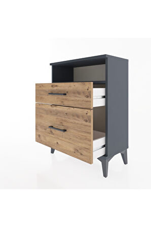 Arges Komodin 3 Çekmeceli 60x30x80 Antrasit-Çam