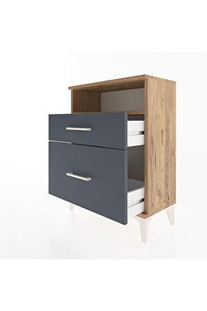 Arges Komodin 3 Çekmeceli 60x30x80 Çam-Antrasit