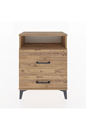 Arges Komodin Tek Raflı 2 Çekmeceli 60x30x80 Çam-Çam
