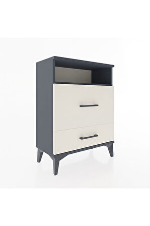 Arges Komodin Tek Raflı 2 Çekmeceli 60x30x80 Antrasit-Aytaşı