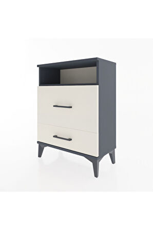 Arges Komodin Tek Raflı 2 Çekmeceli 60x30x80 Antrasit-Aytaşı