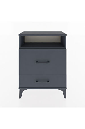 Arges Komodin Tek Raflı 2 Çekmeceli 60x30x80 Antrasit-Antrasit