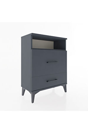 Arges Komodin Tek Raflı 2 Çekmeceli 60x30x80 Antrasit-Antrasit
