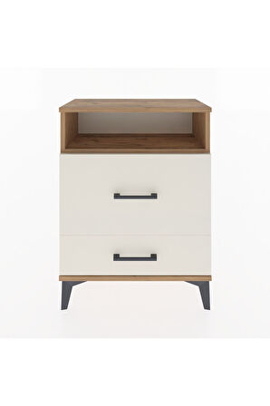 Arges Komodin Tek Raflı 2 Çekmeceli 60x30x80 Çam-Aytaşı