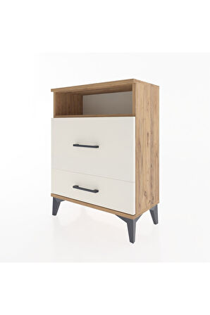 Arges Komodin Tek Raflı 2 Çekmeceli 60x30x80 Çam-Aytaşı
