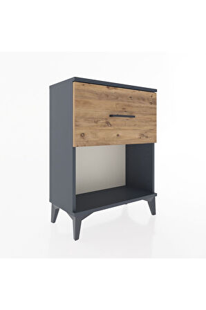 Arges Komodin 2 Çekmeceli 60x30x80 Antrasit-Çam