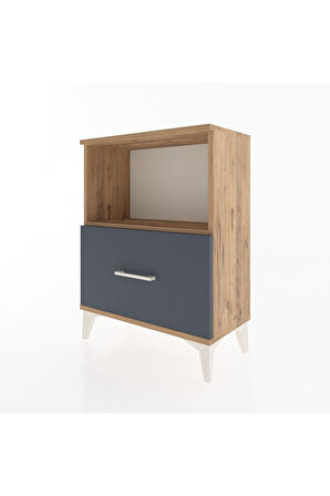 Arges Komodin Tek Çekmeceli 60x30x80 Çam-Antrasit