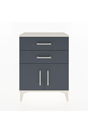 Arges Komodin 2 Raflı 2 Kapaklı 60x30x80 Aytaşı-Antrasit