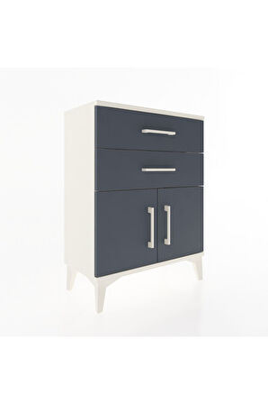Arges Komodin 2 Raflı 2 Kapaklı 60x30x80 Aytaşı-Antrasit