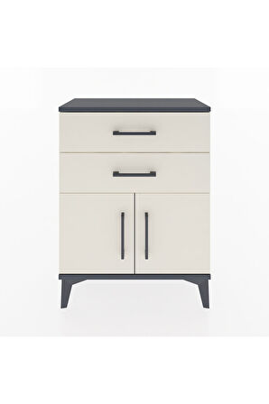 Arges Komodin 2 Raflı 2 Kapaklı 60x30x80 Antrasit-Aytaşı