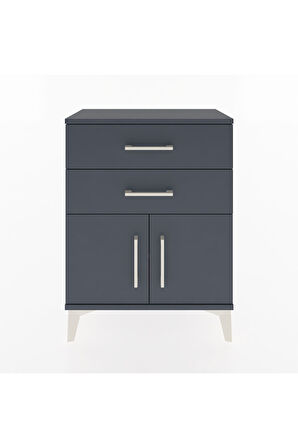 Arges Komodin 2 Raflı 2 Kapaklı 60x30x80 Antrasit-Antrasit